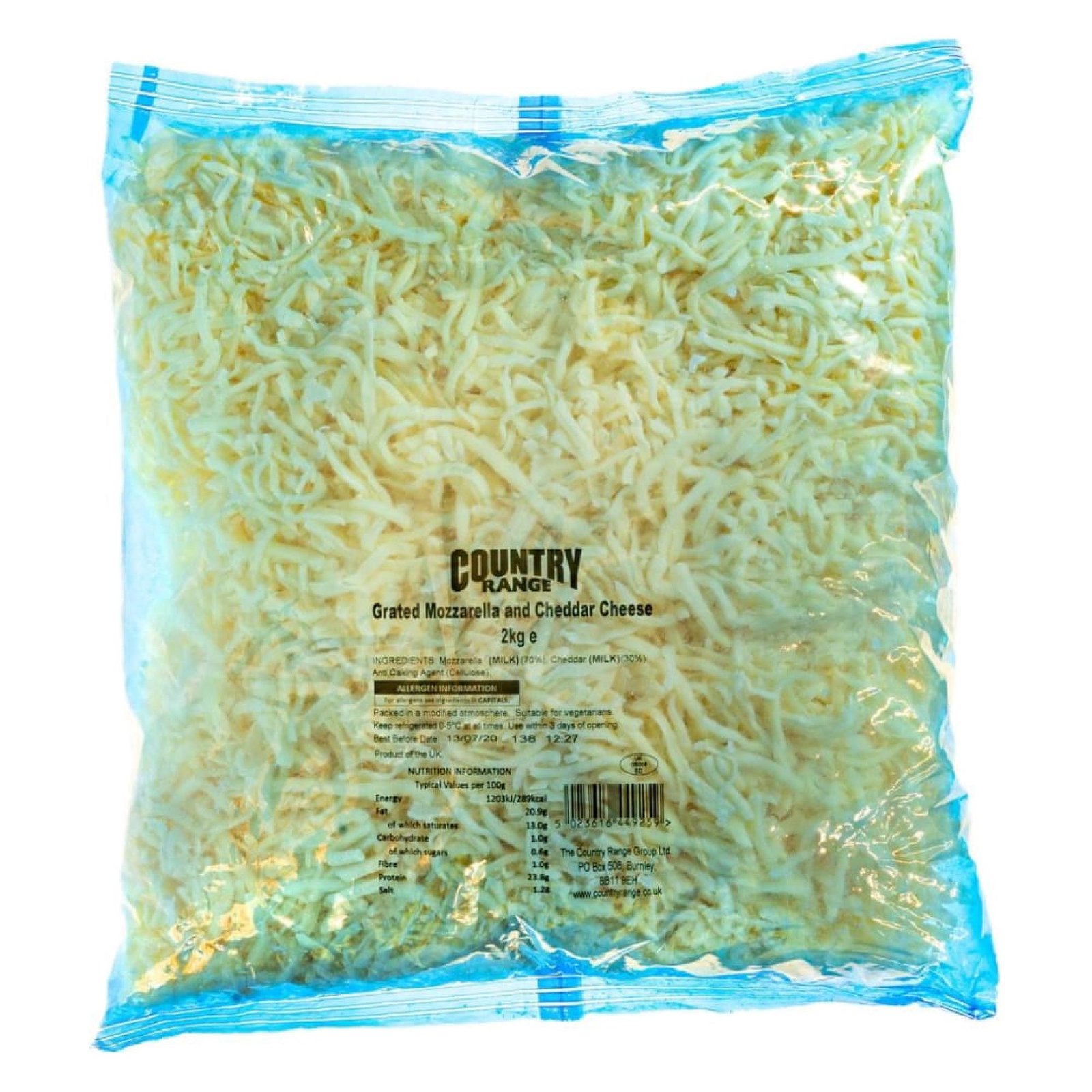 Country Range Grated Mozzarella & Cheddar Cheese (70/30) Mix - 2kg